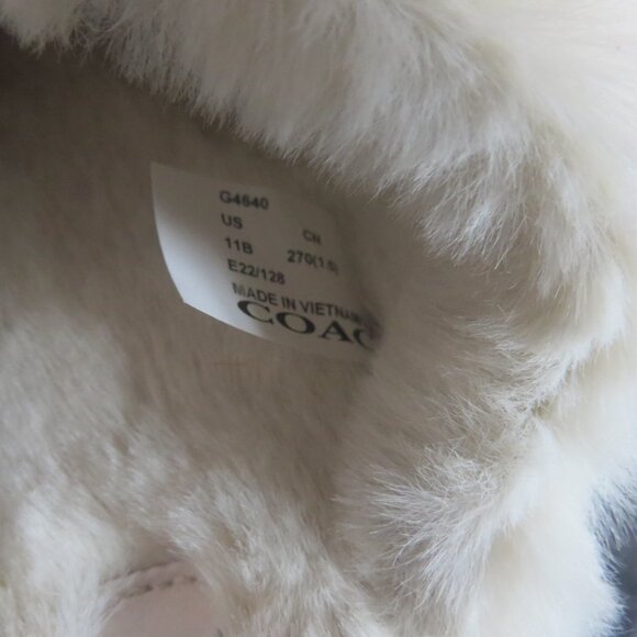 Coach Signature Jacquard Faux Fur Slippers – Black/Grey – Size 11 – New (B2) - Picture 5 of 7